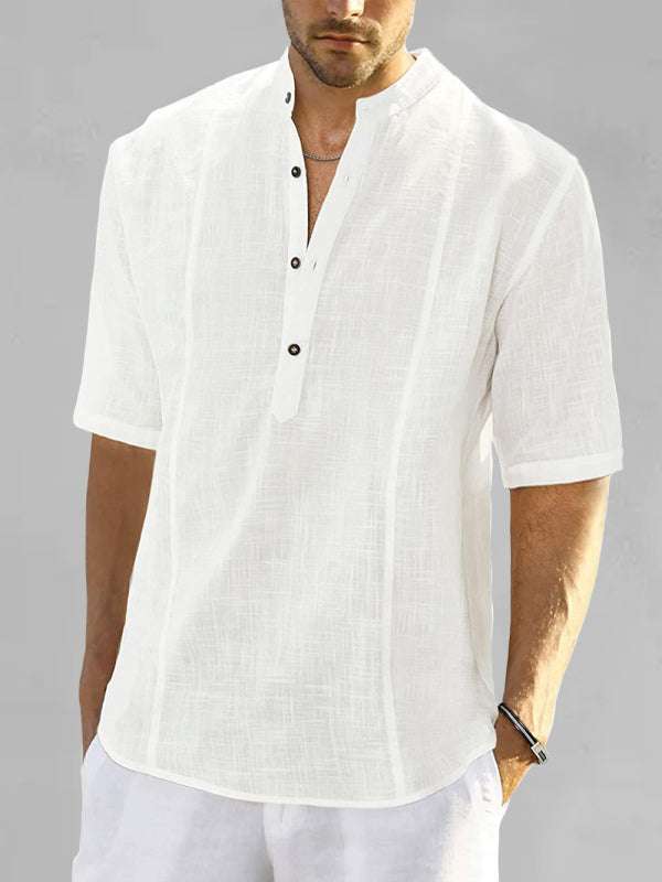 Stylish Spring-Summer Men's Lightweight Linen Blend Casual Shirt with Long Sleeves