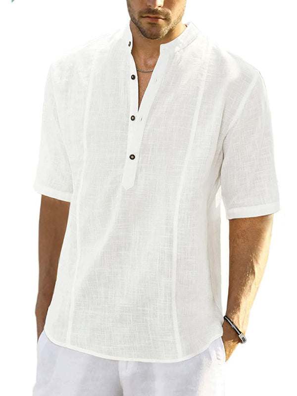 Stylish Spring-Summer Men's Lightweight Linen Blend Casual Shirt with Long Sleeves