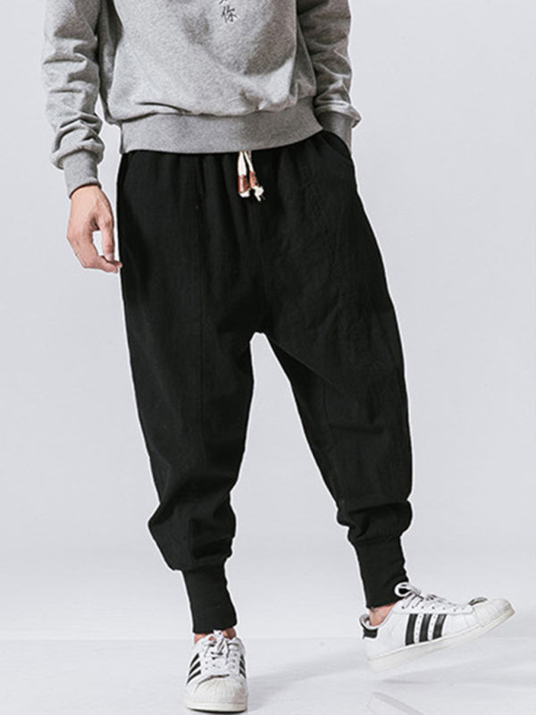 Breathable Cotton Linen Hip Hop Pants for Men
