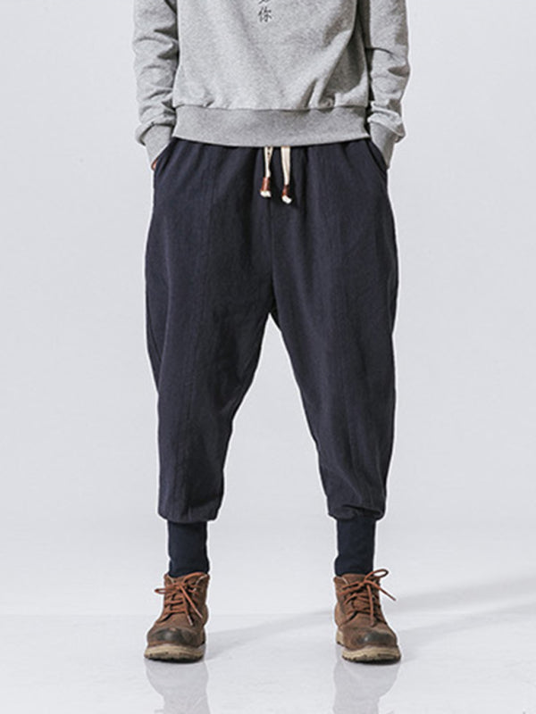 Breathable Cotton Linen Hip Hop Pants for Men