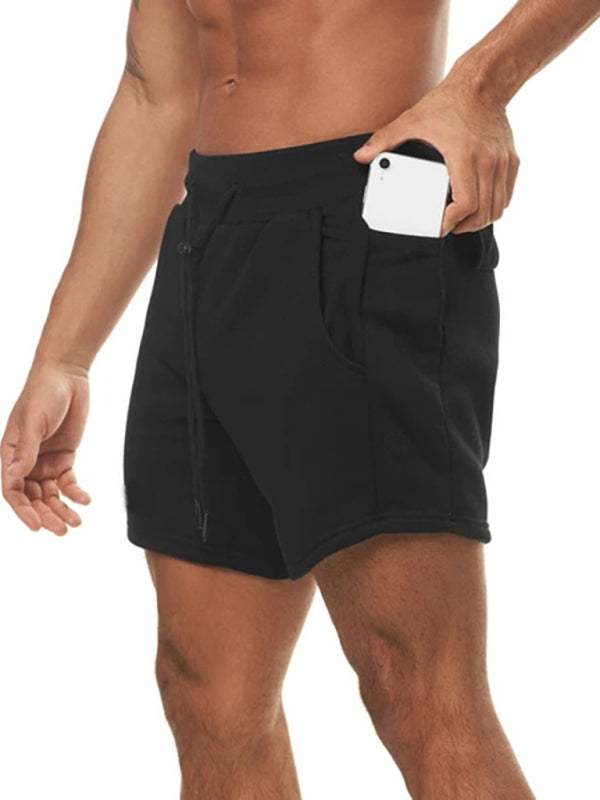 Ultimate Comfort Men's Multi-Pocket Sports Gym Shorts with Hanging Towel for Stylish Running and Training