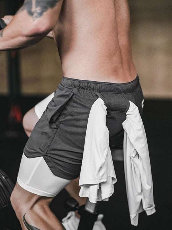 Revamped Men's Summer Sport Shorts - Stylish Faux Two-Piece Five-Point Casual Wear