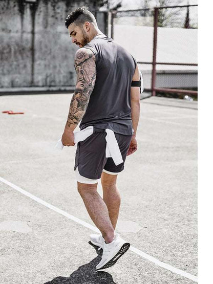 Revamped Men's Summer Sport Shorts - Stylish Faux Two-Piece Five-Point Casual Wear