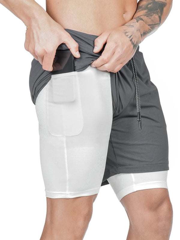 Revamped Men's Summer Sport Shorts - Stylish Faux Two-Piece Five-Point Casual Wear