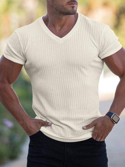 Elevate Your Workout: Slim Fit V-Neck Breathable Sports Tee for Summer Adventures