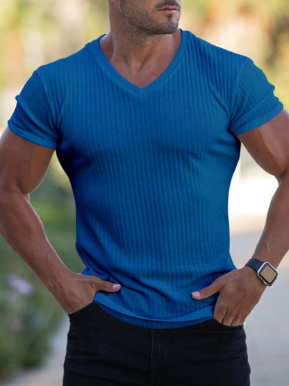 Elevate Your Workout: Slim Fit V-Neck Breathable Sports Tee for Summer Adventures