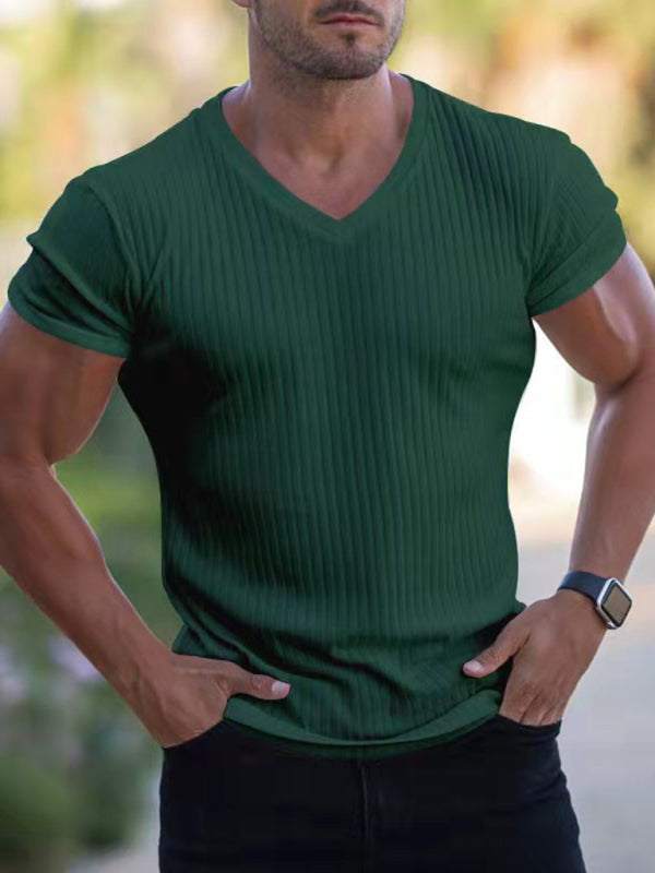 Elevate Your Workout: Slim Fit V-Neck Breathable Sports Tee for Summer Adventures