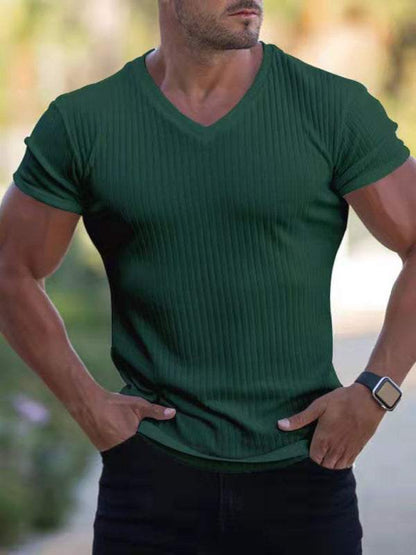 Elevate Your Workout: Slim Fit V-Neck Breathable Sports Tee for Summer Adventures