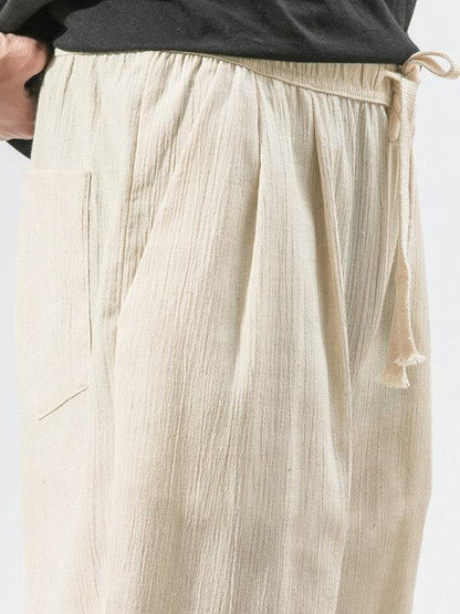 Men's Casual Comfort Woven Harem Pants in Cotton-Linen Blend