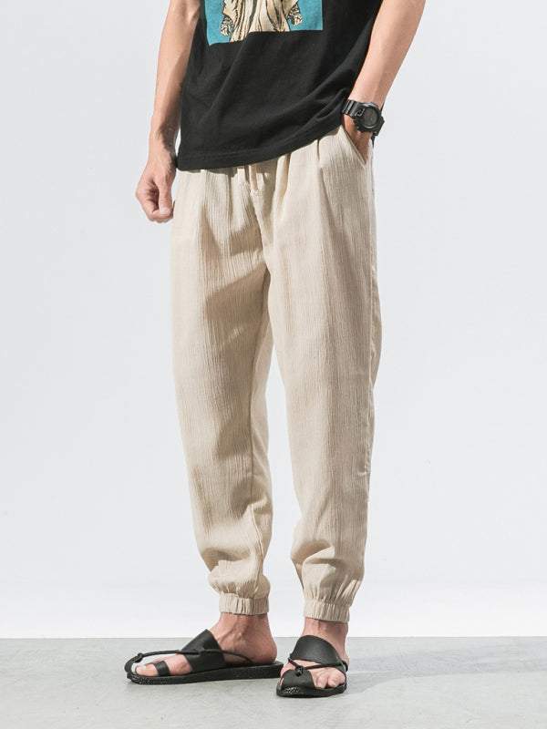 Men's Casual Comfort Woven Harem Pants in Cotton-Linen Blend