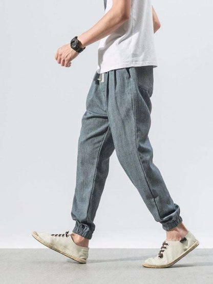 Men's Casual Comfort Woven Harem Pants in Cotton-Linen Blend