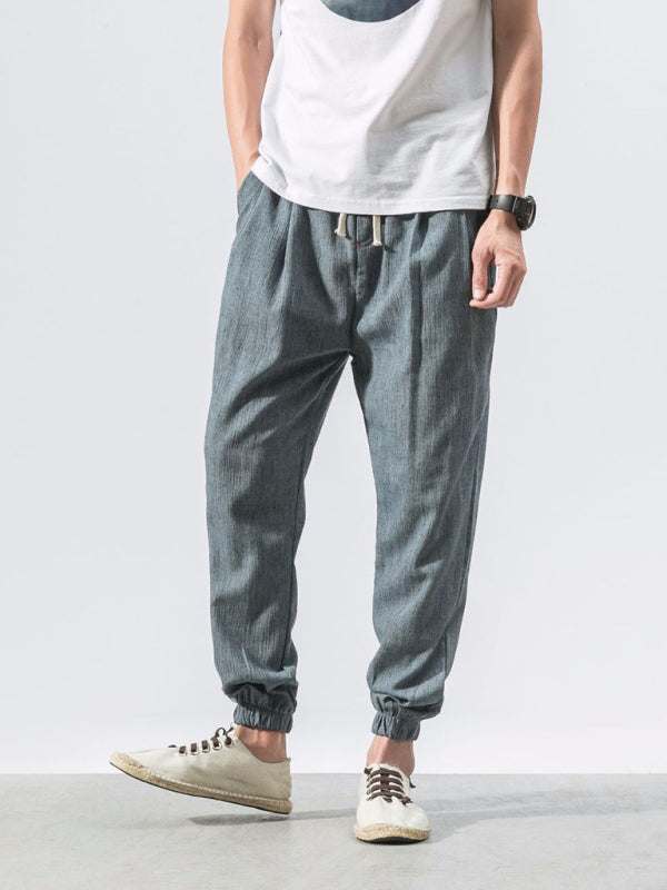 Men's Casual Comfort Woven Harem Pants in Cotton-Linen Blend