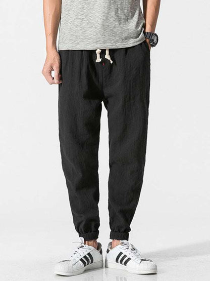 Men's Casual Comfort Woven Harem Pants in Cotton-Linen Blend