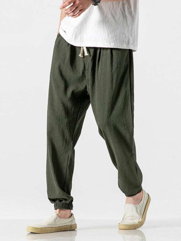 Men's Casual Comfort Woven Harem Pants in Cotton-Linen Blend