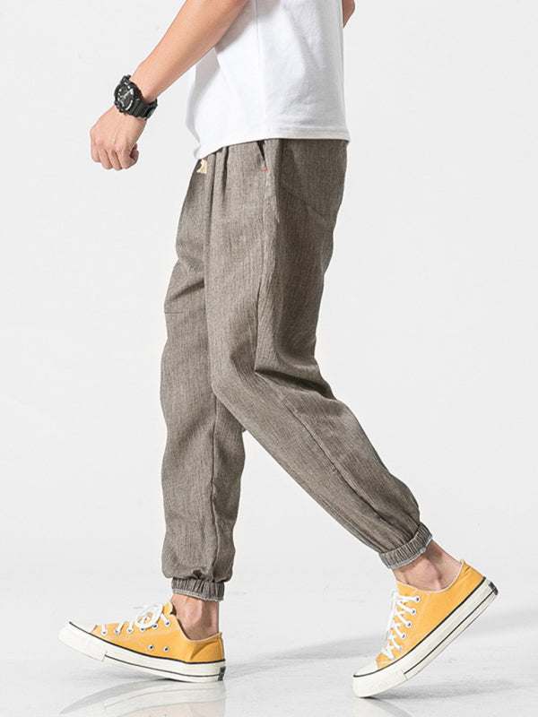 Men's Casual Comfort Woven Harem Pants in Cotton-Linen Blend