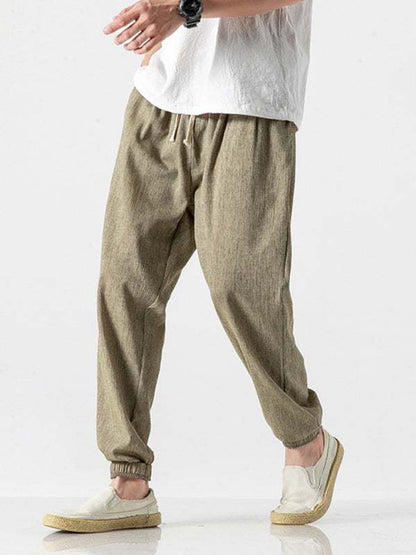 Men's Casual Comfort Woven Harem Pants in Cotton-Linen Blend