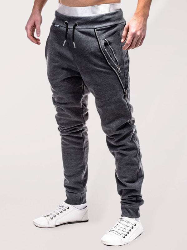 Trendy Men's Personalized Zipper-Trim Casual Trousers for Effortless Style