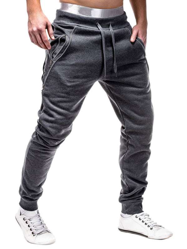 Trendy Men's Personalized Zipper-Trim Casual Trousers for Effortless Style