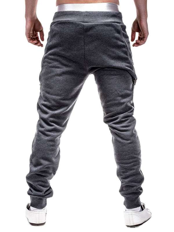 Trendy Men's Personalized Zipper-Trim Casual Trousers for Effortless Style