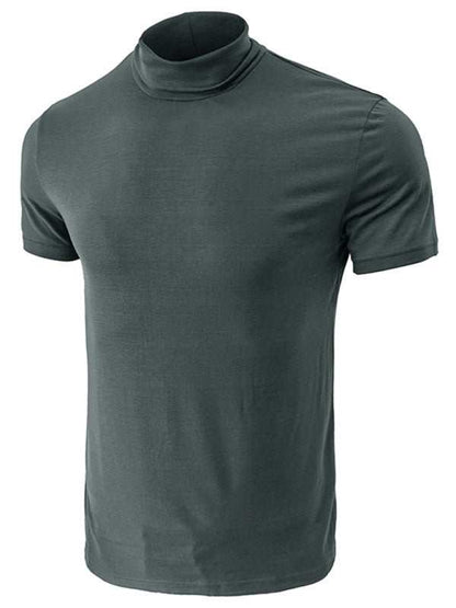 Versatile Men's Short-Sleeve Turtleneck Tee - Perfect for Spring and Summer Styling