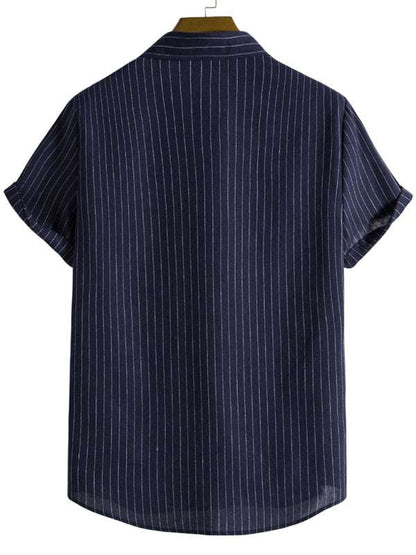 Trendy Striped Short Sleeve Shirt for Men – Casual Comfort Meets Style!