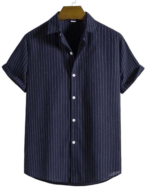 Trendy Striped Short Sleeve Shirt for Men – Casual Comfort Meets Style!