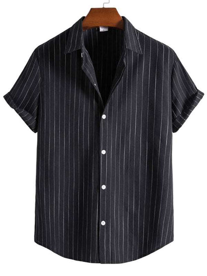 Trendy Striped Short Sleeve Shirt for Men – Casual Comfort Meets Style!