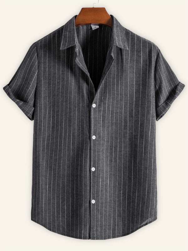 Trendy Striped Short Sleeve Shirt for Men – Casual Comfort Meets Style!