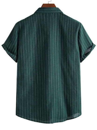 Trendy Striped Short Sleeve Shirt for Men – Casual Comfort Meets Style!