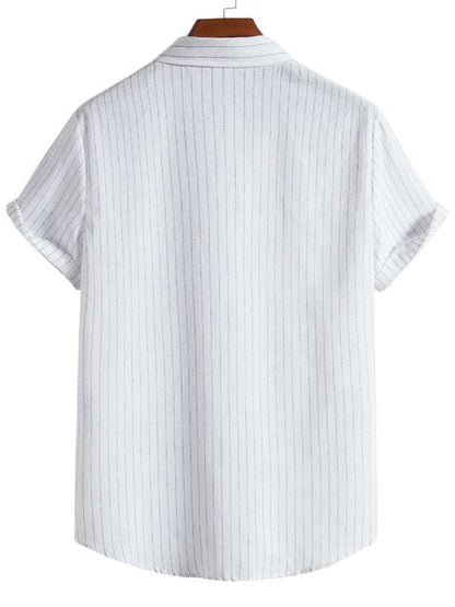 Trendy Striped Short Sleeve Shirt for Men – Casual Comfort Meets Style!