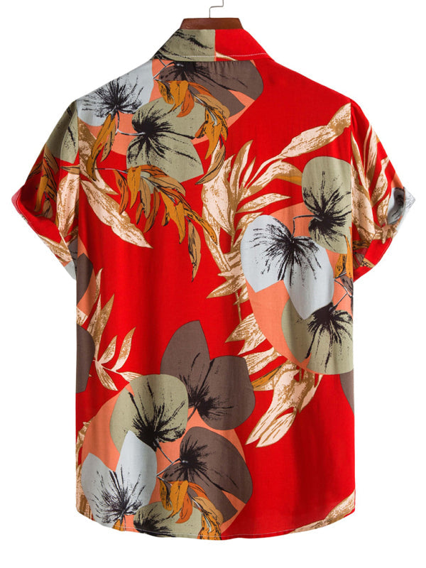 Casual Floral Print Men's Short Sleeve Shirt