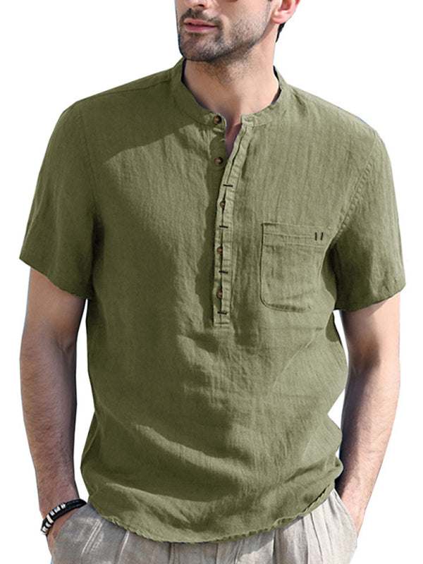 Breezy Linen-Cotton Short-Sleeve Shirt for Effortless Spring-Summer Style