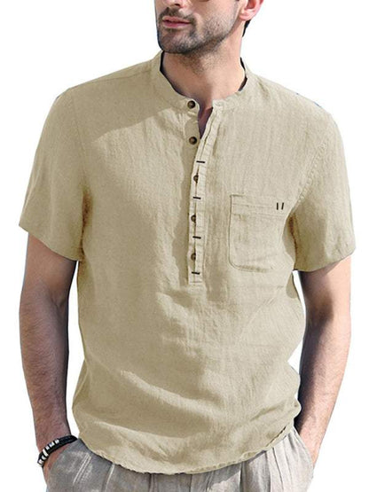 Breezy Linen-Cotton Short-Sleeve Shirt for Effortless Spring-Summer Style