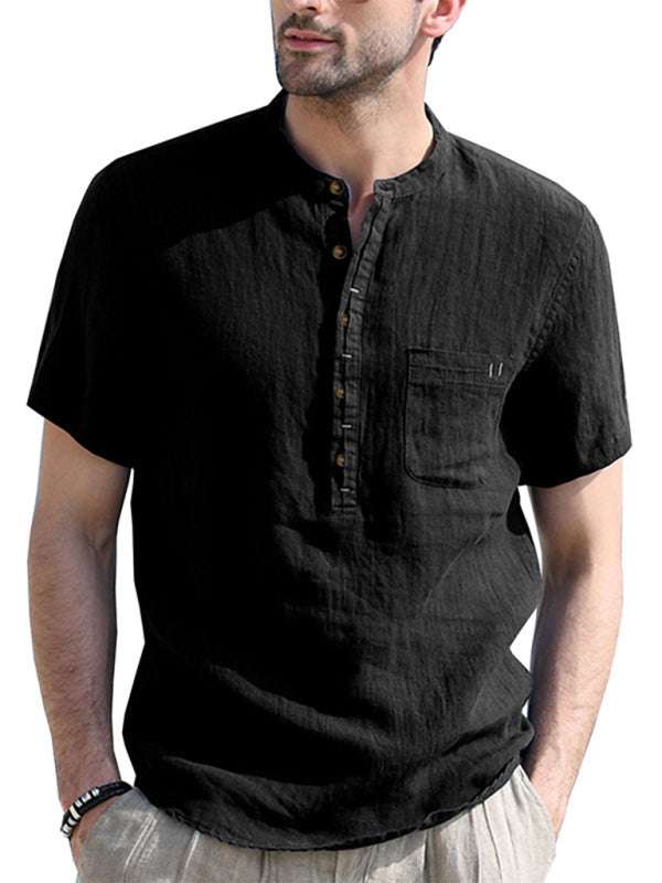 Breezy Linen-Cotton Short-Sleeve Shirt for Effortless Spring-Summer Style