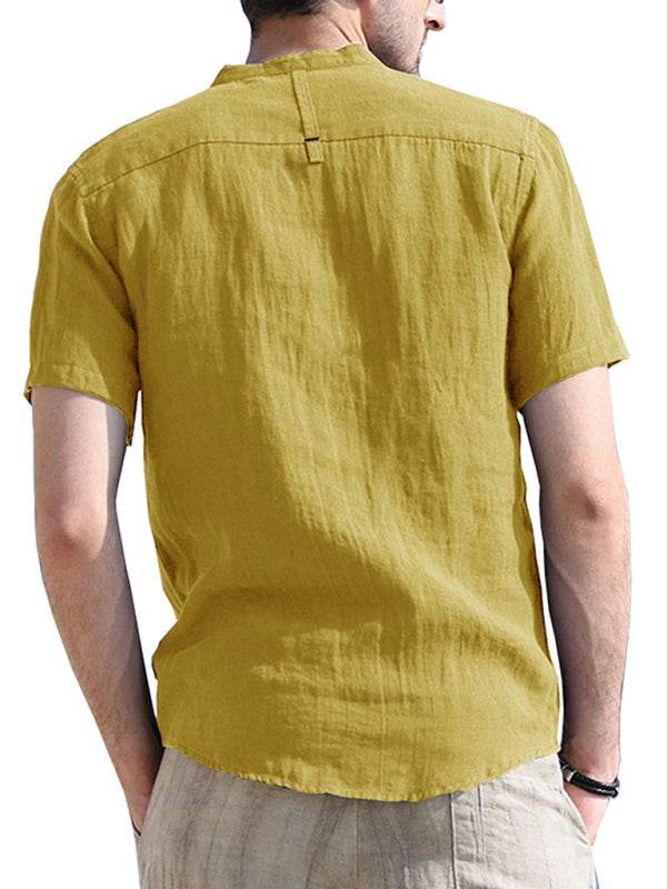 Breezy Linen-Cotton Short-Sleeve Shirt for Effortless Spring-Summer Style