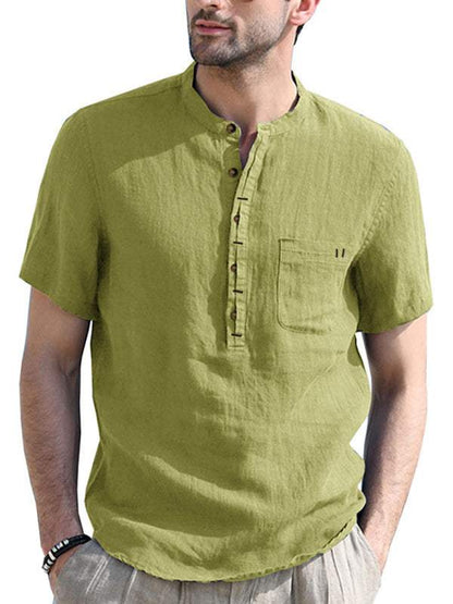 Breezy Linen-Cotton Short-Sleeve Shirt for Effortless Spring-Summer Style