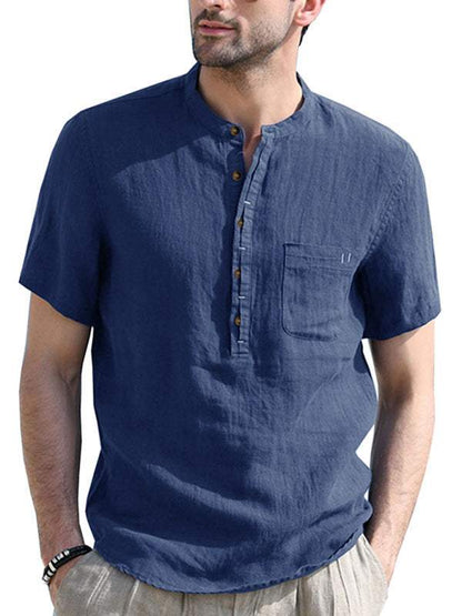 Breezy Linen-Cotton Short-Sleeve Shirt for Effortless Spring-Summer Style