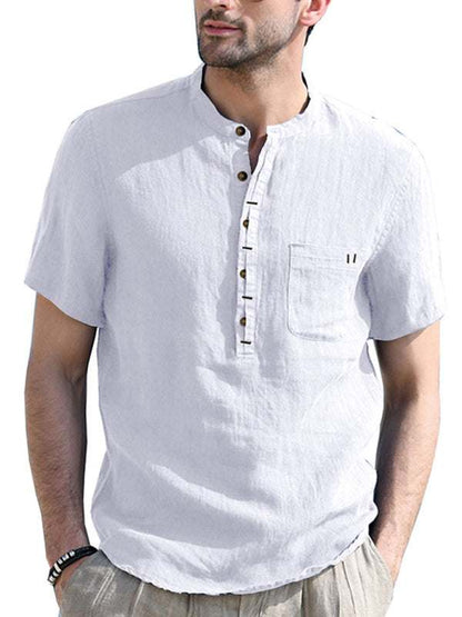 Breezy Linen-Cotton Short-Sleeve Shirt for Effortless Spring-Summer Style