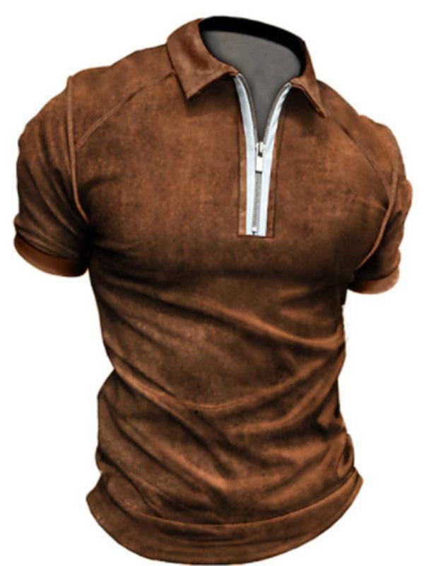 Stylish Men's Color Block Zipper Polo Shirt for Spring-Summer Comfort