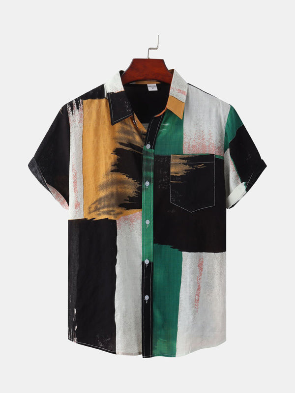 Tropical Vibes Men's Digital Print Short Sleeve Shirt