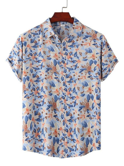 Vibrant Hawaiian Floral Short Sleeve Beach Shirt for Effortless Summer Style