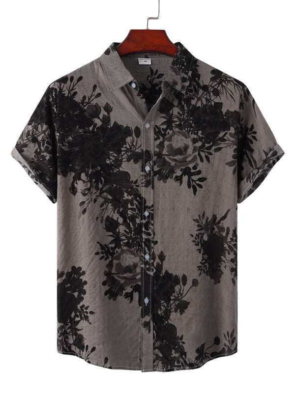 Vibrant Hawaiian Floral Short Sleeve Beach Shirt for Effortless Summer Style