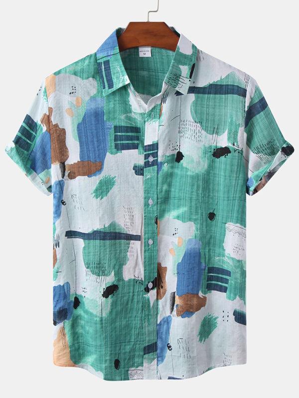 Vibrant Hawaiian Print Men's Casual Beach Shirt for Effortless Summer Style