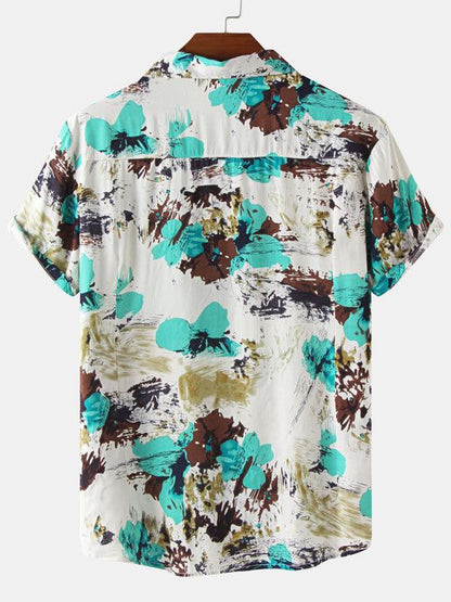 Vibrant Hawaiian Print Men's Casual Beach Shirt for Effortless Summer Style