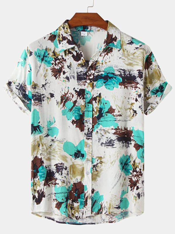 Vibrant Hawaiian Print Men's Casual Beach Shirt for Effortless Summer Style