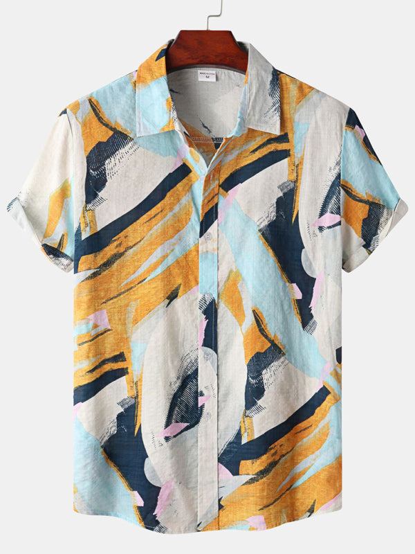 Vibrant Hawaiian Print Men's Casual Beach Shirt for Effortless Summer Style