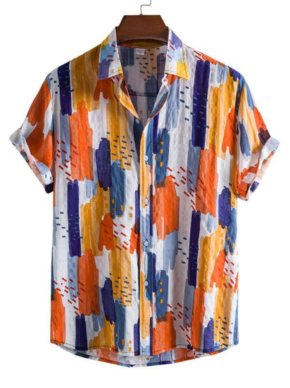 Vibrant Floral Paradise: Men's Casual Short Sleeve Summer Shirt