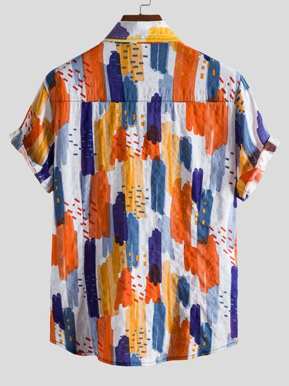 Vibrant Floral Paradise: Men's Casual Short Sleeve Summer Shirt