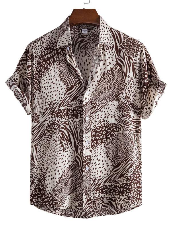 Vibrant Floral Paradise: Men's Casual Short Sleeve Summer Shirt