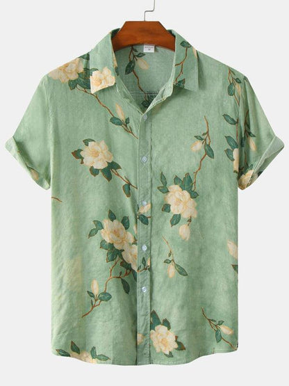 Vibrant Floral Print Short Sleeve Shirt for Men - Perfect for Spring and Summer Adventures